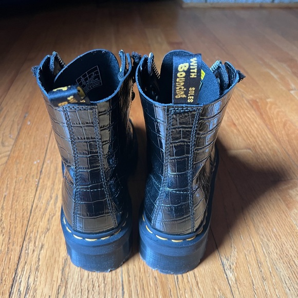 Dr. Martens Black Croc Combat Boots - Picture 2 of 8